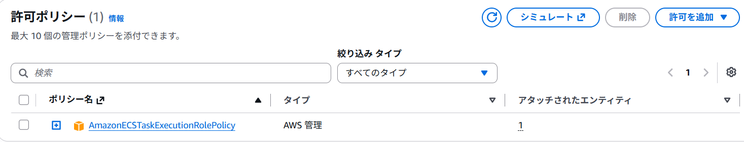 ECSタスク実行ロール