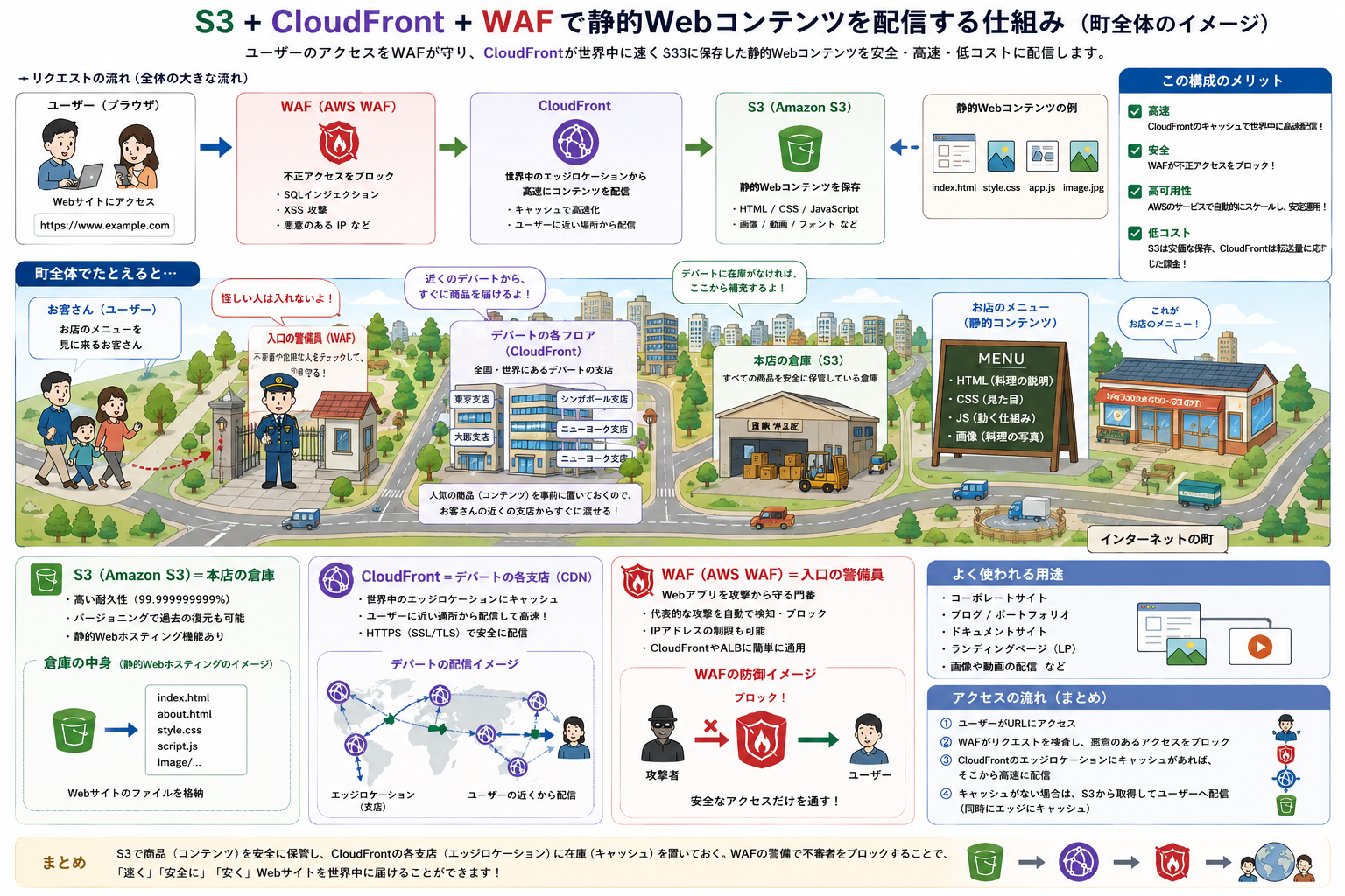 S3、CloudFront、AWS WAFを使用した静的Webサイト配信構成
